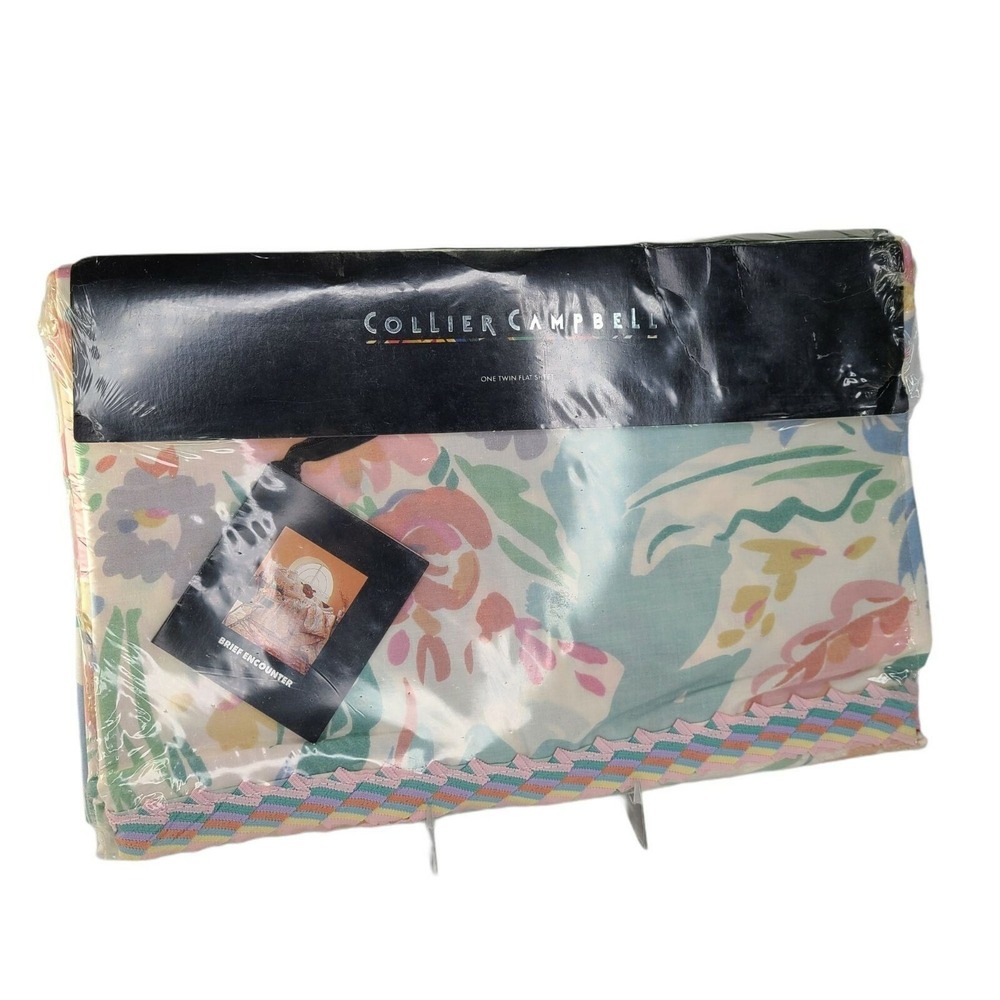 Collier Campbell Twin Flat Bed Sheet Brief Encounter‎ Blue Cottagecore Vtg New